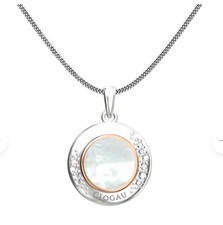 NEW CLOGAU CELEBRATION Sterling Silver Mother of Pearl Topaz Pendant Welsh Gold