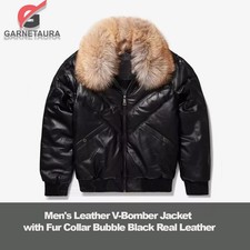 Men's Leather V-Bomber Jacket