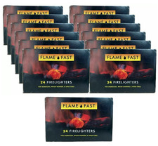 Fire Lighters 240 FlameFast 10 x 24 Packs Long Burning Firelighter Bulk Hotspot