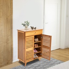 4-Tier Bamboo Shoe Rack Shoe Shelf Book Case Shoecase Bookcase Storage Cabinet