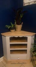 solid pine tv stand corner unit country chic cottage