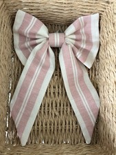 Susie Watson Small Bow  Door Hanger Ticking Stripe   Pink Cotton Fabric