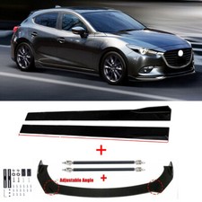 For Mazda Black Front Bumper Lip Splitter Spoiler Body Protector Kit /Side Skirt
