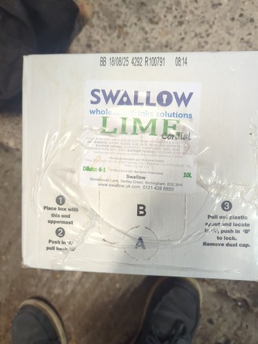 Swallow lime cordial 10ltr - lime, bag