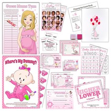 PINK BABY SHOWER GAMES- Girl, Active, Bingo, Dummy, Tummy, Winner, Labour, Stars