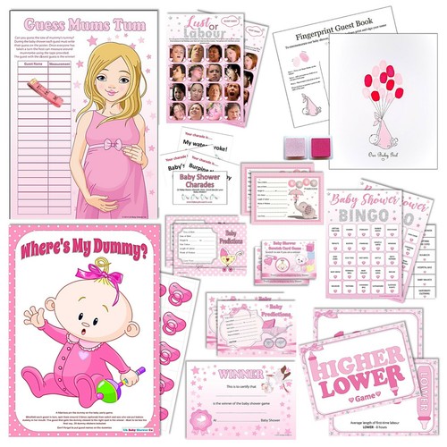 Pink baby shower games - pink,