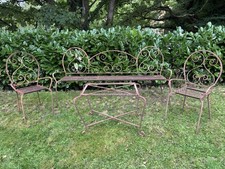 Antique Garden Bench Seat Set Vintage chairs