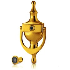 XFORT Door Knocker with Door Viewer, Victorian Urn Door Knocker, PVD Gold