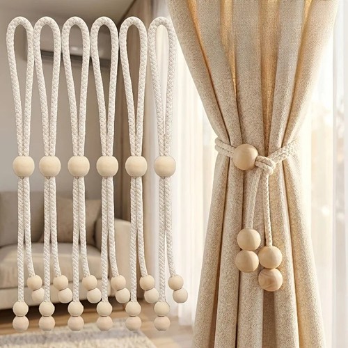 Wooden beaded curtain tie - wooden,