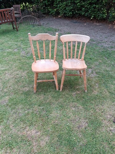 Pair pine dining - of, chairs