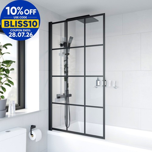 Bath shower screen black - screen, grid