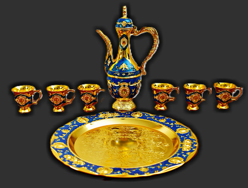 Coffee teapot cups tray - cups, &