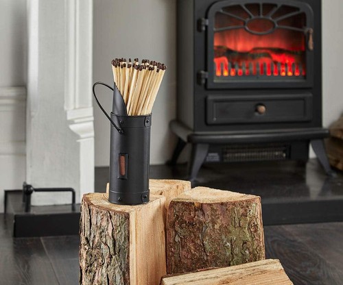 Match holder black fireplace - match,
