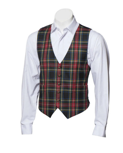Black stewart tartan waistcoat - stewart,