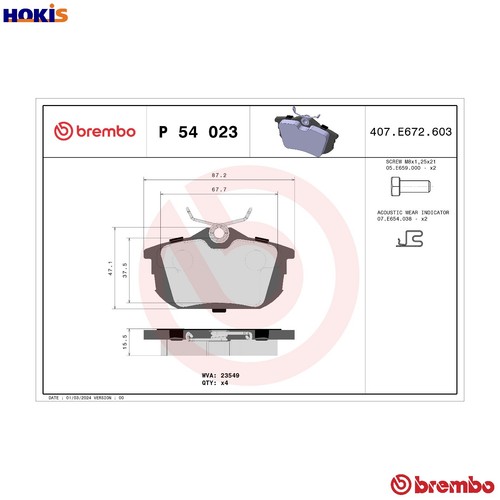 Brake pad set disc - disc, 54