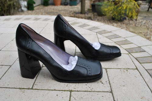 Retro black leather courts - leather,