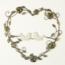 Metal Gold Heart Wreath Birds