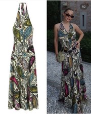 ZARA ZW COLLECTION PRINTED HALTER DRESS OPEN BACK BACKLESS Size S Ref 3126/145