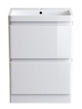 Bathroom Cabinet Vanity Unit Sink Basin Storage Drawer 600 mm White Furniture