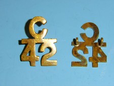 a0134p WW 1 Canadian Collar Emblems for 42nd Highlanders C42 pair C10A13