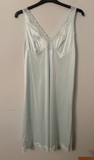 Vintage St Michael Blue Nylon Babydoll Nightie Nightdress. Lace Trim. Size 16 L