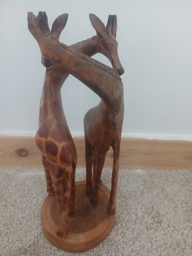 Hand carved wooden giraffe - carved,