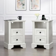 White Wood Nightstand Set of 2