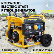 Portable Petrol Generator RocwooD 8HP 115V/230V Quiet Electric Key Start Wheels