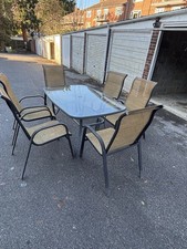 6-Seater Garden Table and Chairs Set 1.6m x 1m Patio Furniture