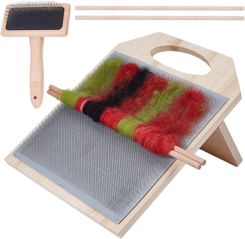 Wooden carder set wool - carder,