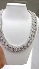 20 inch Heavy Iced Out 20mm Silver-Plated Baguette Miami Cuban Link Chain