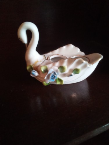 Ceramic swan trinket - ceramic,