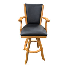 Real Wood 30" Bar Height Seat Swivel Bar Stool with Backrest and Armrests - 1ea