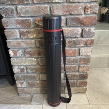 DEWEL Adjustable Fishing Rod Tube 76-125cm Dia 12cm Large Plastic Black Travel