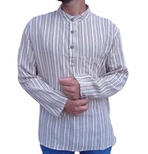 Beige Stripe Grandad Men's