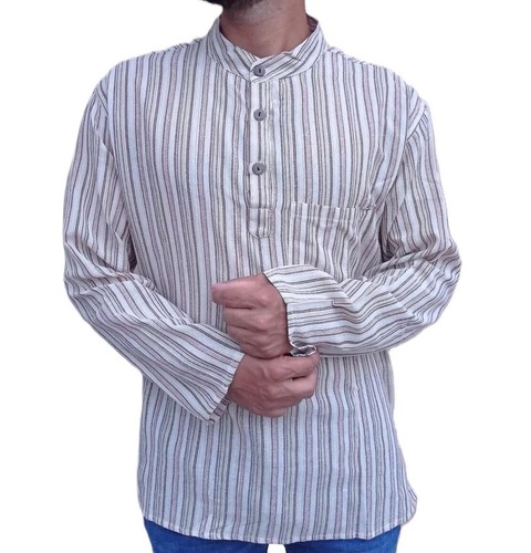 Beige stripe grandad men - grandad, men's