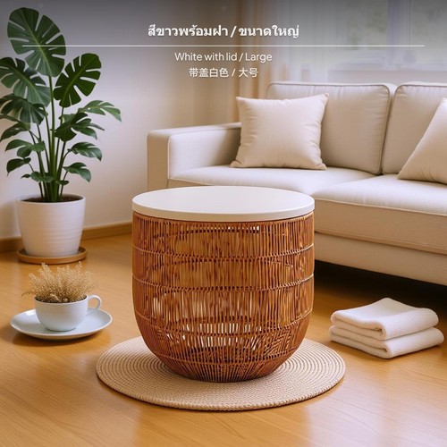 Handwoven laundry basket - basket, faux