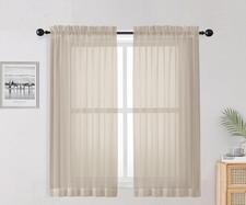 OWENIE Taupe Sheer Curtains