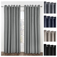 Thermal Thick Blackout Curtains 2 Panels Eyelet Ring Top Curtains Midnight