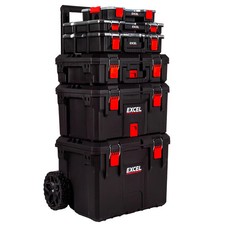 Excel 6-Piece Modular Tool Box Heavy Duty Mobile Storage with Organisers & Wheel