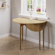 Small Round Oak Folding Drop