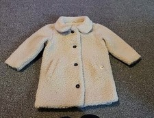 Girls Billie Faiers Teddy Bear Beige Long Coat Age 3-4 Years George