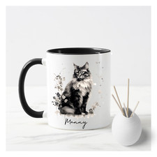 FREE POST MAINE COON CAT WHITE MUG, CAT MUG, MAINE COON MUG, TEA COFFEE CAT CUP