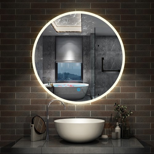 Round bathroom mirror with - bathroom,