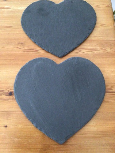 Pair large heart slate - of,