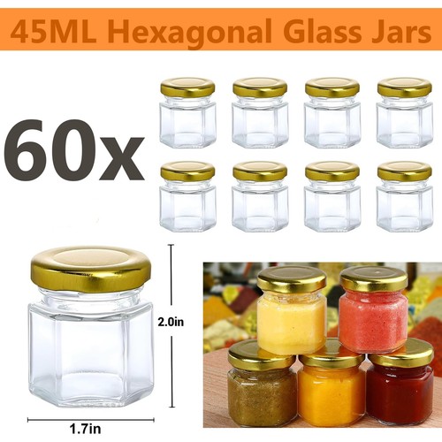 45ml hexagon glass jars spice - hexagon,