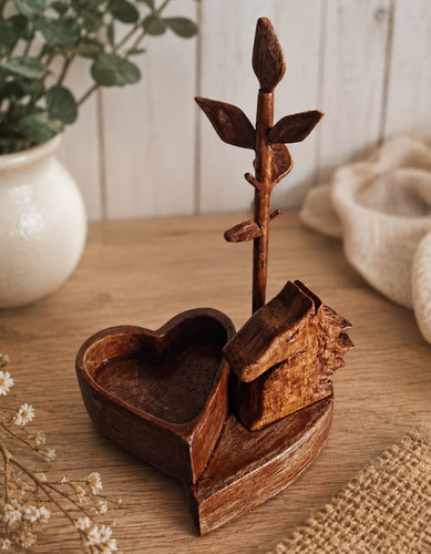 Handmade wooden horse heart - wooden, &