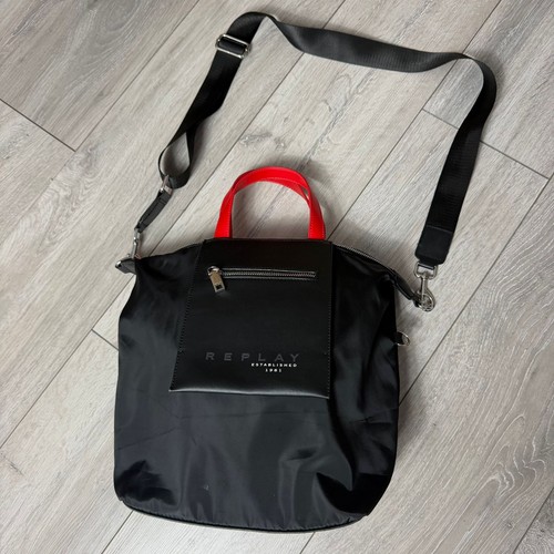 Replay black nylon crossbody - black,