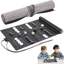 Travel Backgammon Set, Roll-Up Backgammon Set, Luxury PU Leather Backgammon Trav