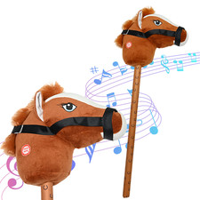 Kids Brown Hobby Horse Toy with Galloping Sounds & Handles Soft Children's Toy
